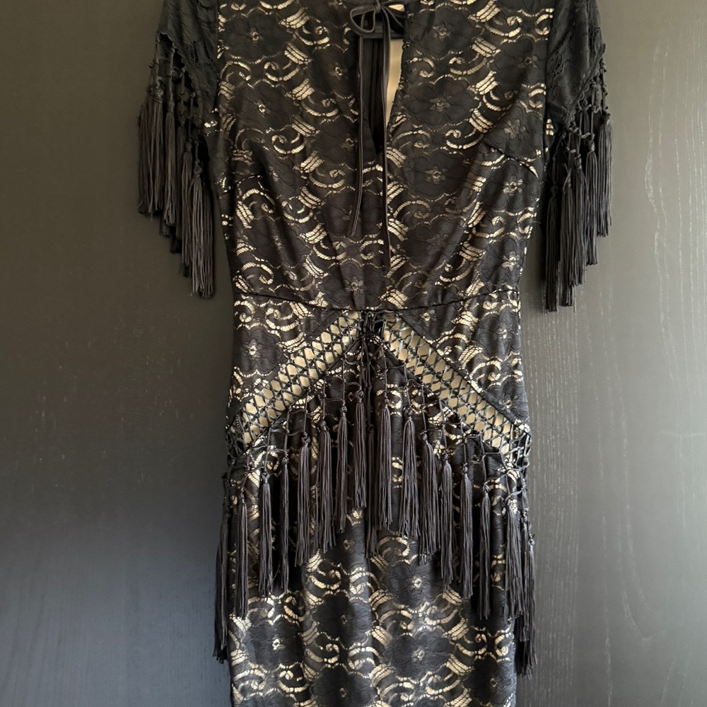 AX Paris Black and Gold Lace Mini Dress